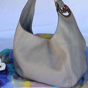 Michael Kors Pearl Grey Pebbled Leather Handbag